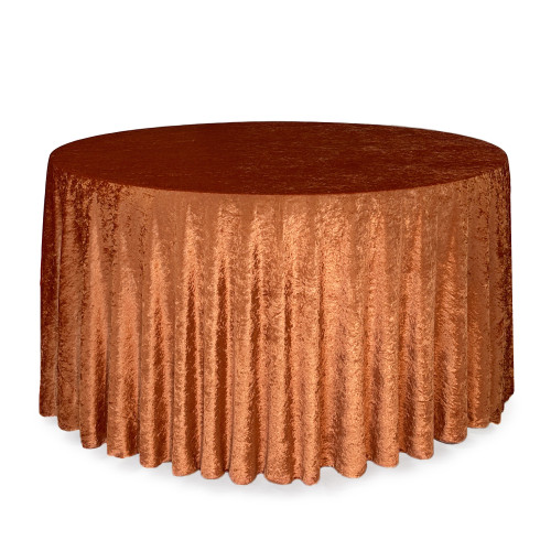 120 Inch Round Crushed Velvet Tablecloth Terracotta