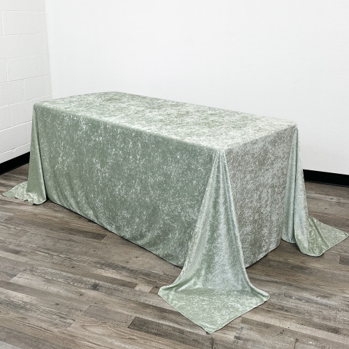 90 x 156 Inch Rectangular Crushed Velvet Tablecloth Sage