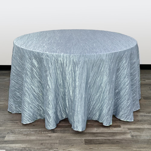 120 Inch Round Crinkle Taffeta Tablecloth Light Blue