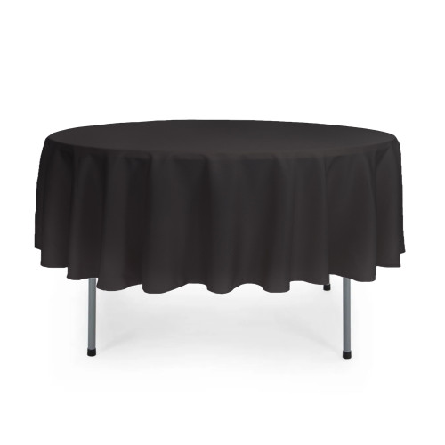 90 inch Round Polyester Tablecloths Black