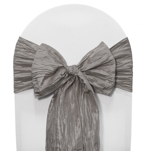 Crinkle Taffeta Chair Sashes Dark Silver / Platinum
