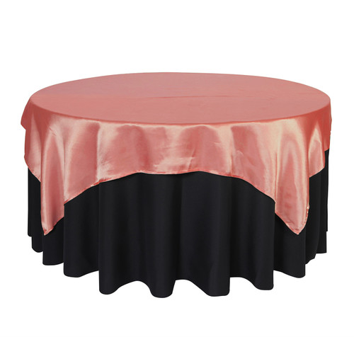 72 inch Square Satin Table Overlays Coral