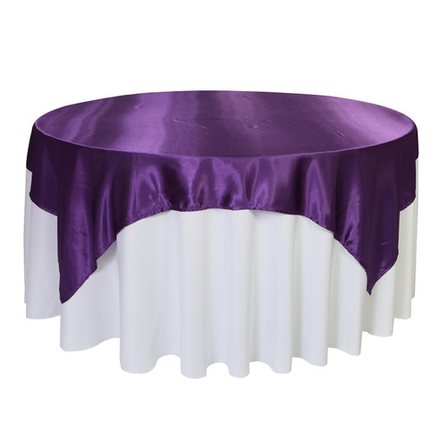 72 inch Square Satin Table Overlays Purple