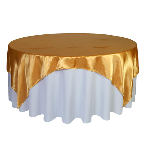 90 inch Square Satin Table Overlays Gold