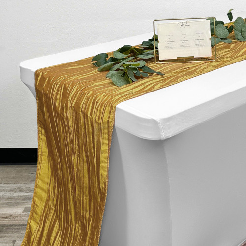 14 x 108 Inch Crinkle Taffeta Table Runner Gold