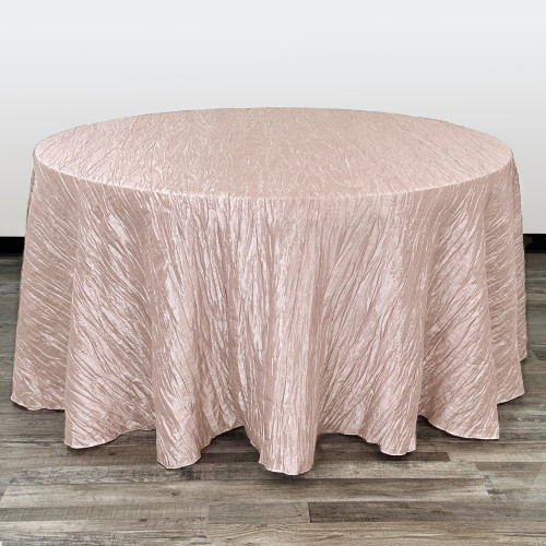 132 Inch Round Crinkle Taffeta Tablecloths Blush 132 Inch Round Crinkle Taffeta Tablecloths Blush