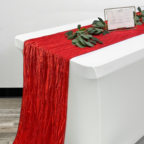 14 x 108 Inch Crinkle Taffeta Table Runner Red 14 x 108 Inch Crinkle Taffeta Table Runner Red