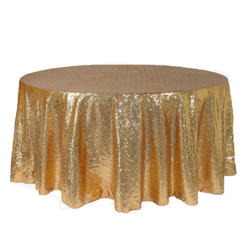 132 inch Round Glitz Sequin Tablecloth Gold 132 inch Round Glitz Sequin Tablecloth Gold