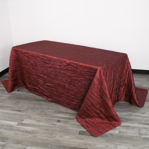 90 x 132 inch Rectangular Crinkle Taffeta Tablecloths Burgundy