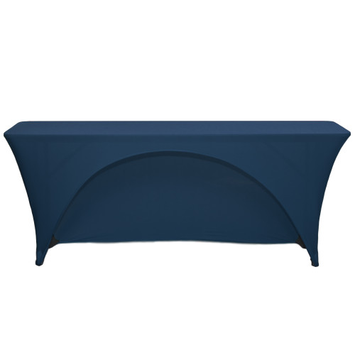 Spandex 6 Ft x 18 Inches Open Back Rectangular Table Covers Navy Blue Spandex 6 Ft x 18 Inches Open Back Rectangular Table Covers Navy Blue