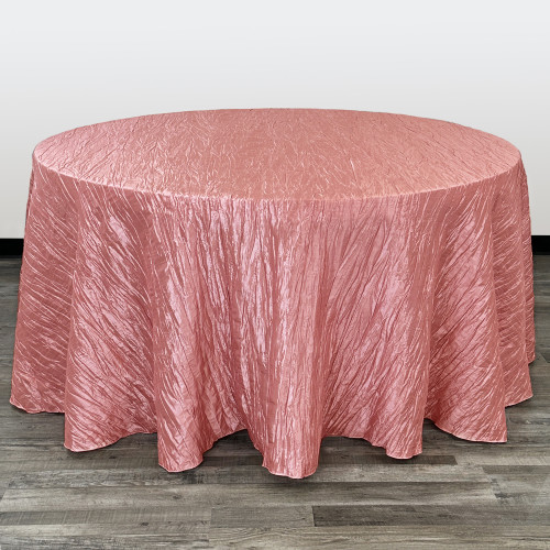 132 Inch Round Crinkle Taffeta Tablecloth Coral