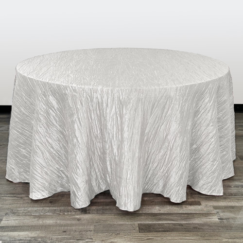 132 Inch Round Crinkle Taffeta Tablecloth White 132 Inch Round Crinkle Taffeta Tablecloth White