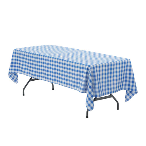 90 x 90 Inch Square Polyester Tablecloth Gingham Checkered Royal Blue -  Your Chair Covers Inc.