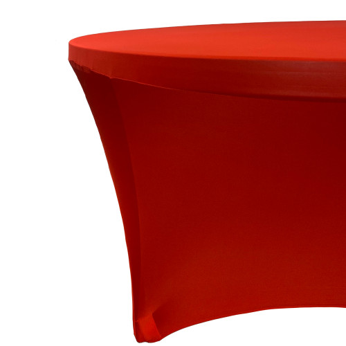 Stretch Spandex 5 ft Round Table Cover Red Side
