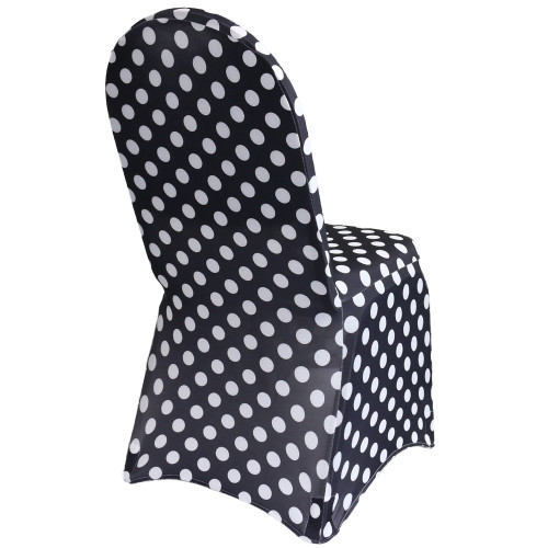 Stretch Spandex Banquet Chair Cover Black and White Polka Dot