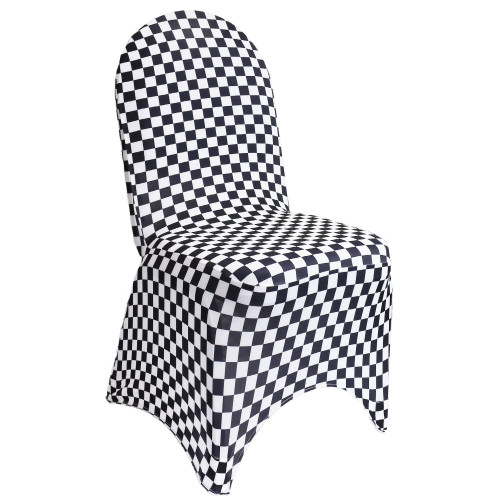 Stretch Spandex Banquet Chair Cover Black and White Checkered