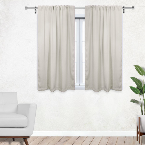 42 X 45 Inch Blackout Polyester Curtains with Rod Pocket Beige - 2 Panels