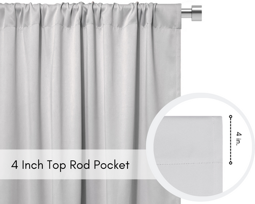 42 X 63 Inch Blackout Polyester Curtains with Rod Pocket Grayish White - Rod Pockets