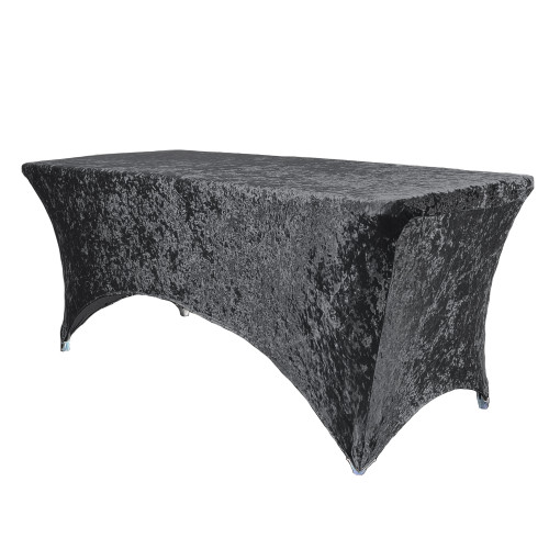 Velvet Spandex 6 Ft Rectangular Table Cover Black