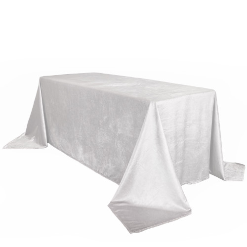 90 x 132 Inch Rectangular Royal Velvet Tablecloth White