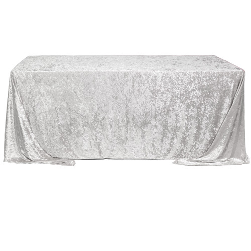 90 x 132 Inch Rectangular Crushed Velvet Tablecloth White  Front