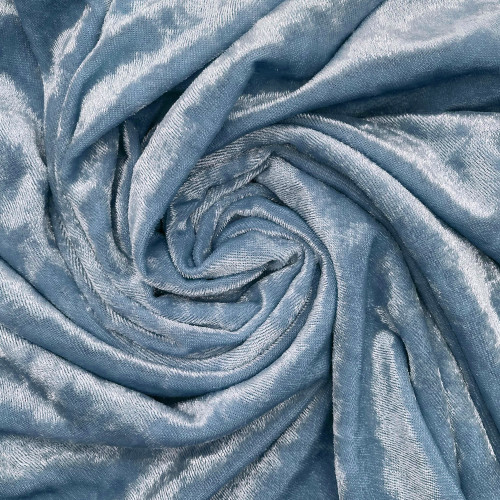 132 Inch Round Crushed Velvet Tablecloth Dusty Blue