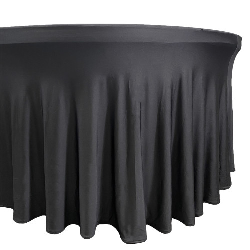 Stretch Spandex 5 ft Round Wavy Draping Table Cover Black Side