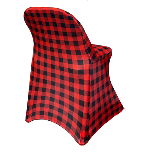 Stretch Spandex Folding Chair Cover Red Buffalo Plaid