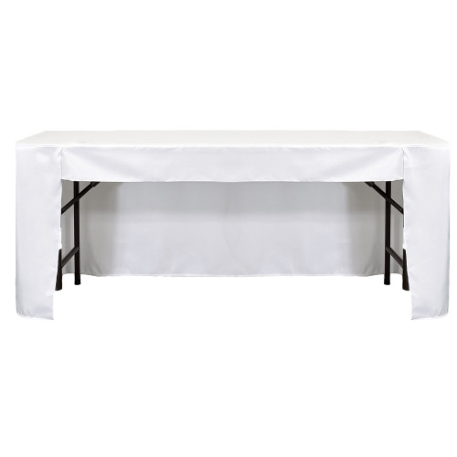 8 ft x 18 inches Fitted Polyester Rectangular Tablecloth Open Back White