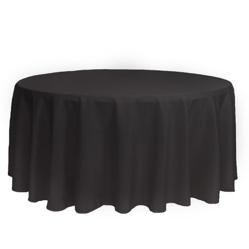 132 inch Round Polyester Tablecloths Black