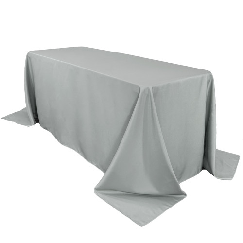 90 x 132 inch Rectangular Polyester Tablecloths Silver