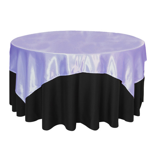 72 Inch Square Satin Table Overlay Black/White Striped Your Chair