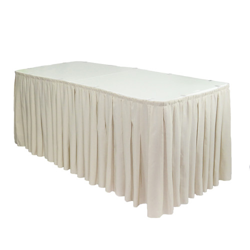21 ft x 29 inch Polyester Pleated Table Skirts Ivory