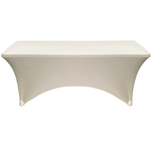Stretch Spandex 8 ft Rectangular Table Covers Ivory front