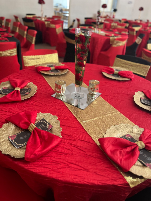 120 Inch Round Crinkle Taffeta Tablecloth Red