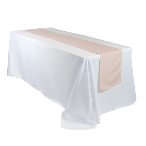 14 x 108 inch Polyester Table Runners Blush on rectangular table