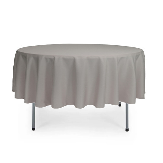 90 Inch Round Polyester Tablecloth Gray