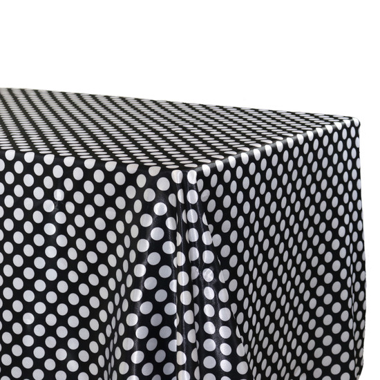 Satin Tablecloth Black/White Polka Dots