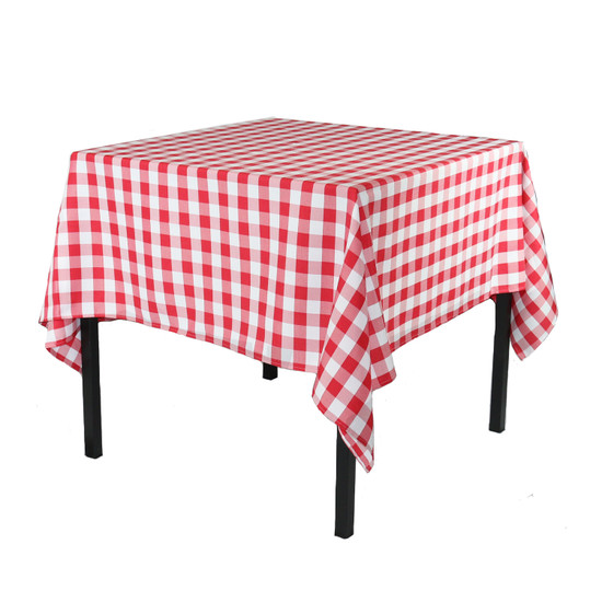 72 x 72 Inch Square Polyester Tablecloth Checkered Red