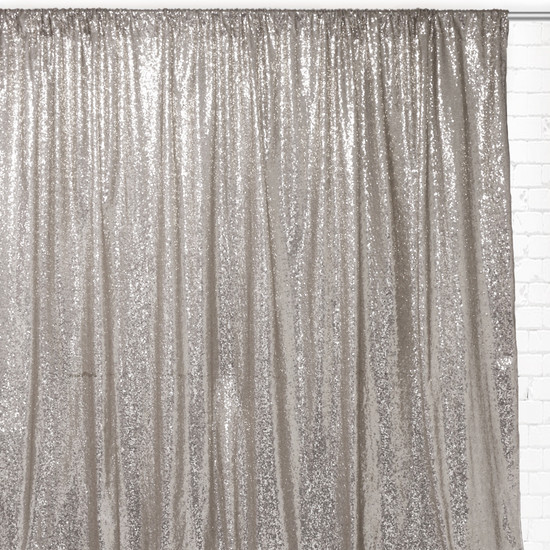 Glitz Sequin on Taffeta Drape/Backdrop 8 ft x 104 Inches Silver