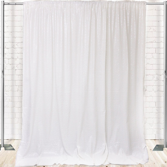 Glitz Sequin on Taffeta Drape/Backdrop 12 ft x 104 Inches White