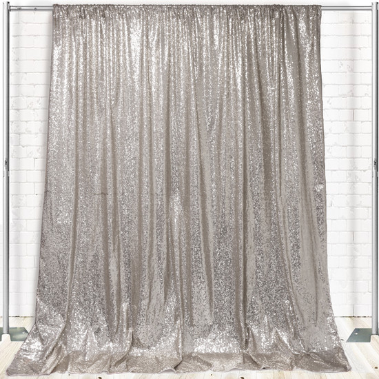 Glitz Sequin on Taffeta Drape/Backdrop 14 ft x 104 Inches Silver 