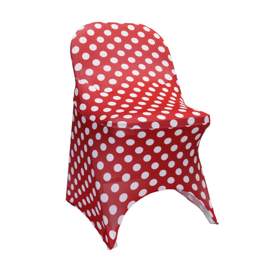 Stretch Spandex Folding Chair Covers Red and White Polka Dot