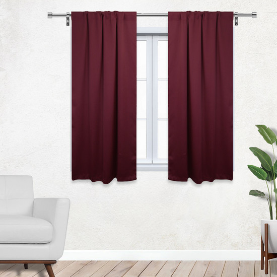 52 X 63 Inch Blackout Polyester Curtains with Rod Pocket Burgundy - 2 Panels