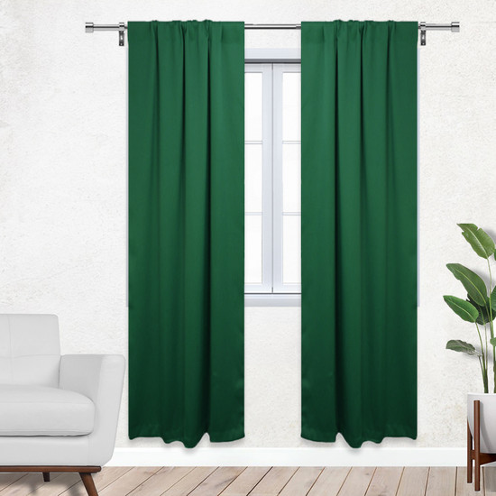52 X 95 Inch Blackout Polyester Curtains with Rod Pocket Hunter Green - 2 Panels