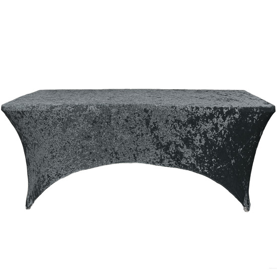 Velvet Spandex 6 Ft Rectangular Table Cover Black Front