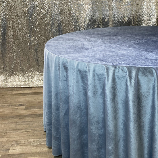 120 Inch Round Royal Velvet Tablecloth Dusty Blue Zoom