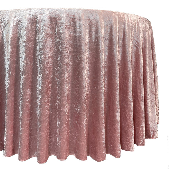 120 Inch Round Crushed Velvet Tablecloth Dusty Rose  Drape