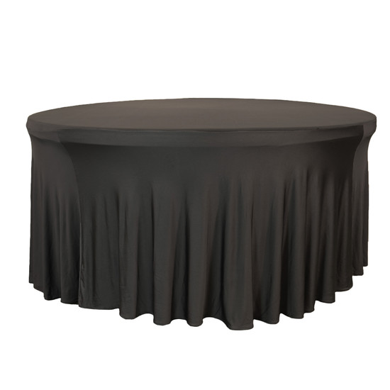 Stretch Spandex 5 ft Round Wavy Draping Table Cover Black