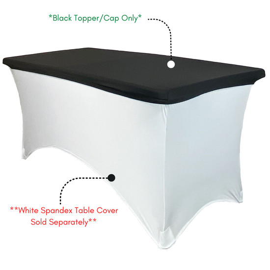Stretch Spandex 6 ft Rectangular Table Topper/Cap Black